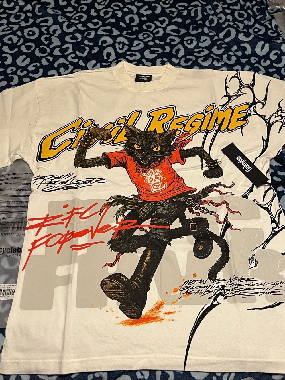 Graphic Cat Skate Tee - White/Red by Civil Regime